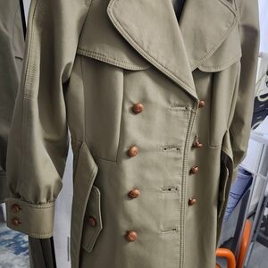 Tan Double-Breasted Trench Coat with Wide Lapels